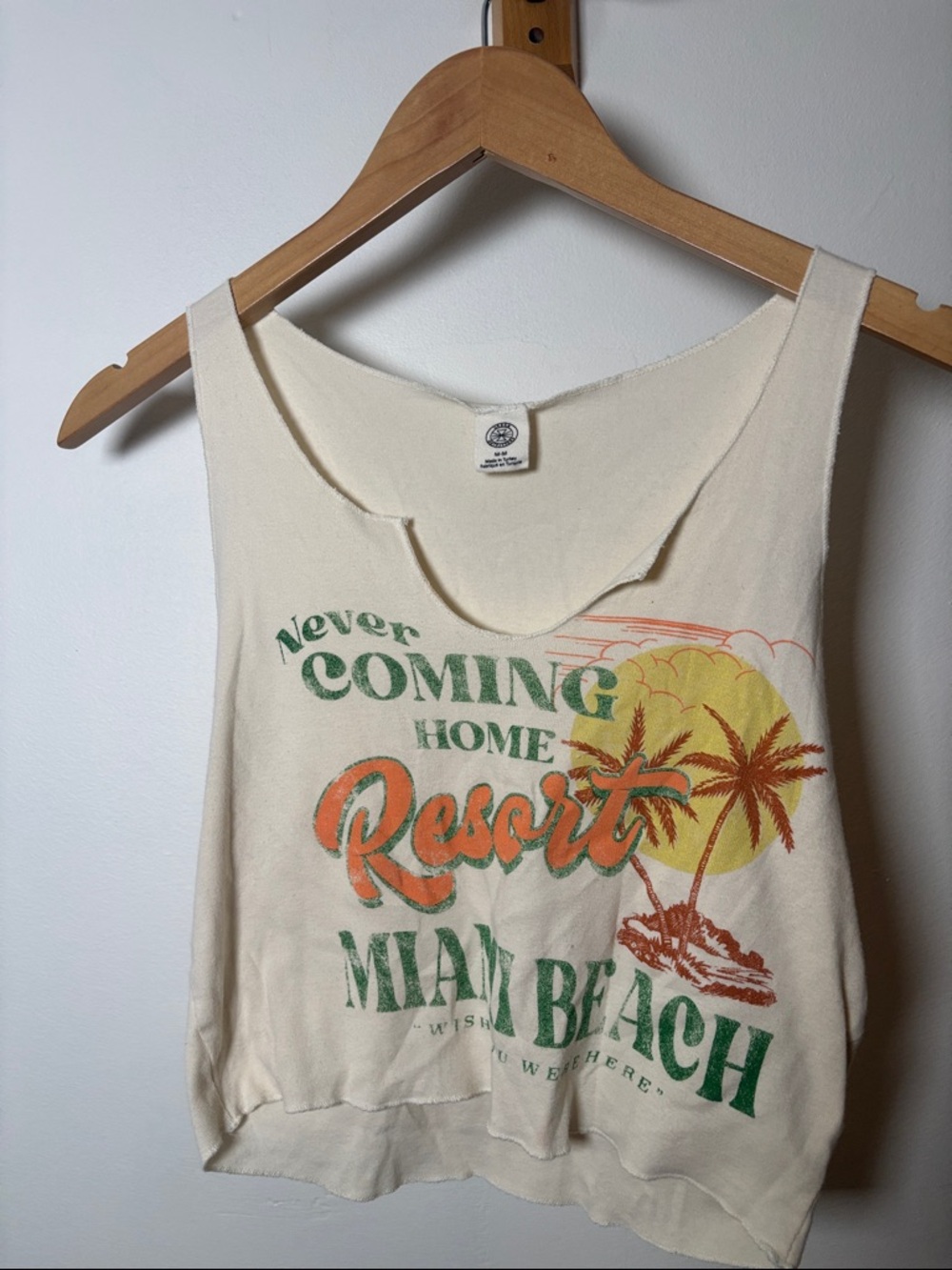 Cream Miami Beach Resort Graphic Crop Tank • urban outfitters